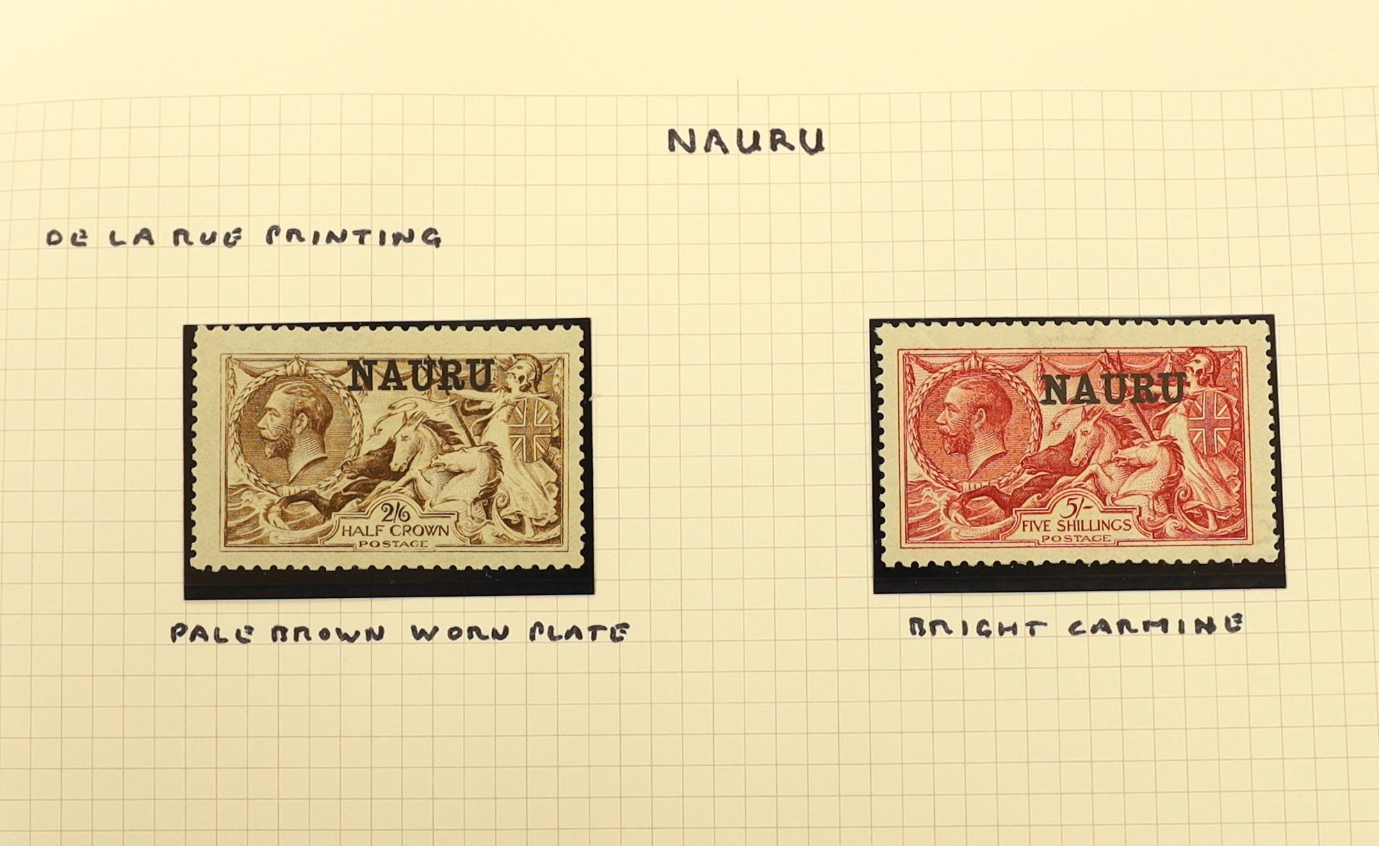 A selection Of Overprinted Seahorse stamps mint (24) including Bechuanaland 2/6d. (2) and 5/- (2), Morocco Agencies to 12p. on 10/- (2), Nauru